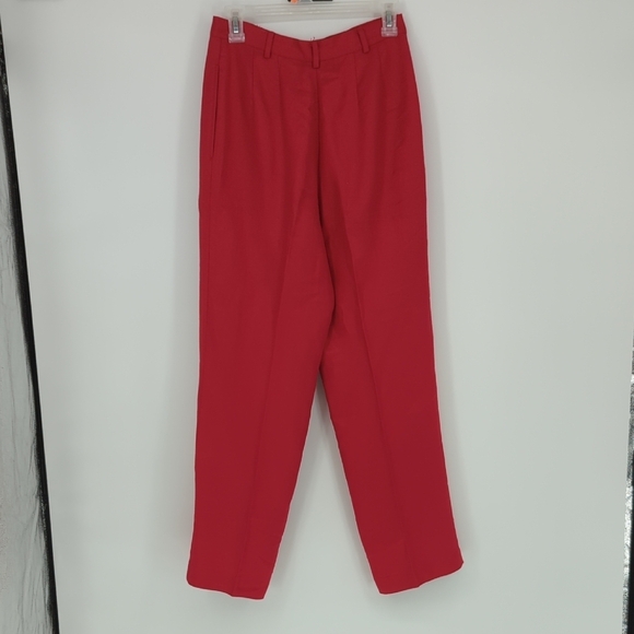 Vintage Emma James Linen Blend Straight Leg Dress Pant Red size 6P preppy work - Picture 2 of 8